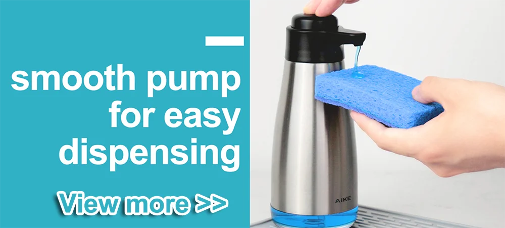 AIKE 2 in 1 Kitchen Soap Dispenser with Sponge Stainless Steel Dish Soap Box Detergent Dispenser for Dishwashing Manual Pump