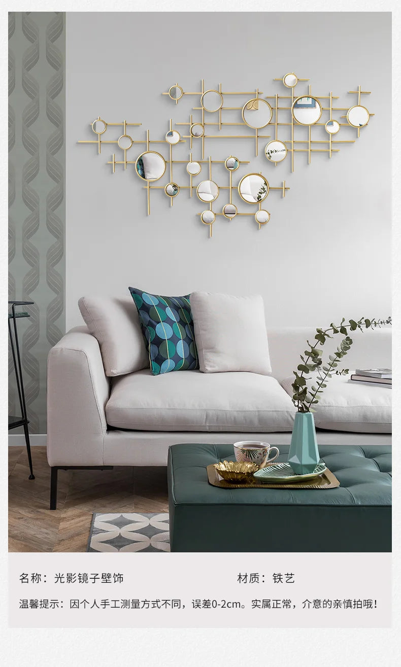 European-style round combination wall decoration mirror wall hanging creative bedroom living room sofa background wall pendant