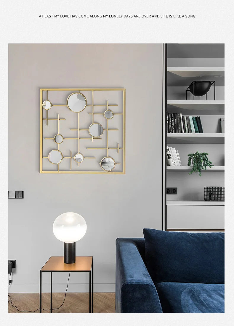 European-style round combination wall decoration mirror wall hanging creative bedroom living room sofa background wall pendant