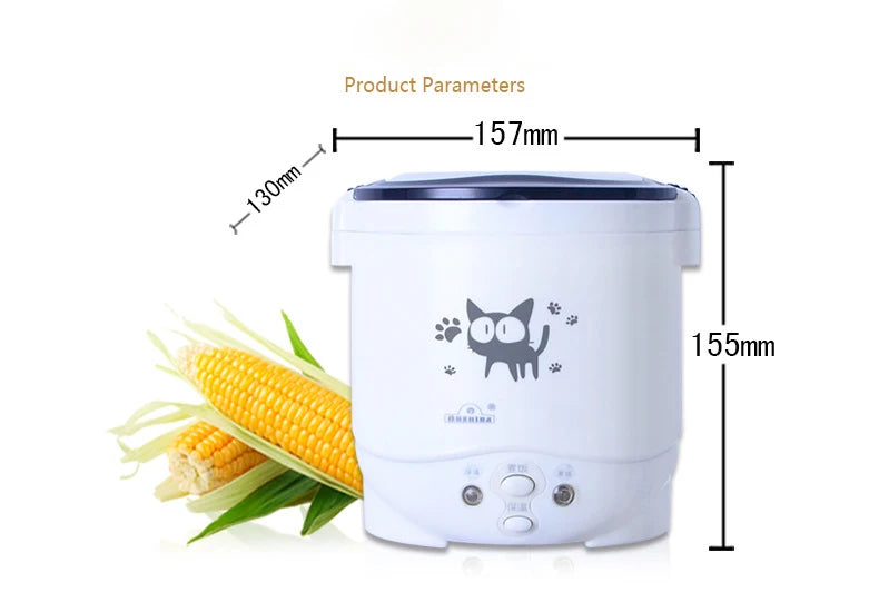 12V 24V Mini Rice Cooker Car Truck Soup Porridge Cooking Machine Food Steamer Electric Heating Lunch Box Meal Heater Warmer 2L