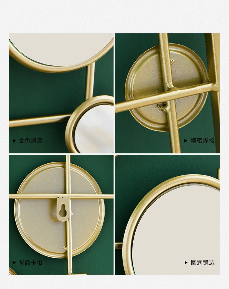 European-style round combination wall decoration mirror wall hanging creative bedroom living room sofa background wall pendant