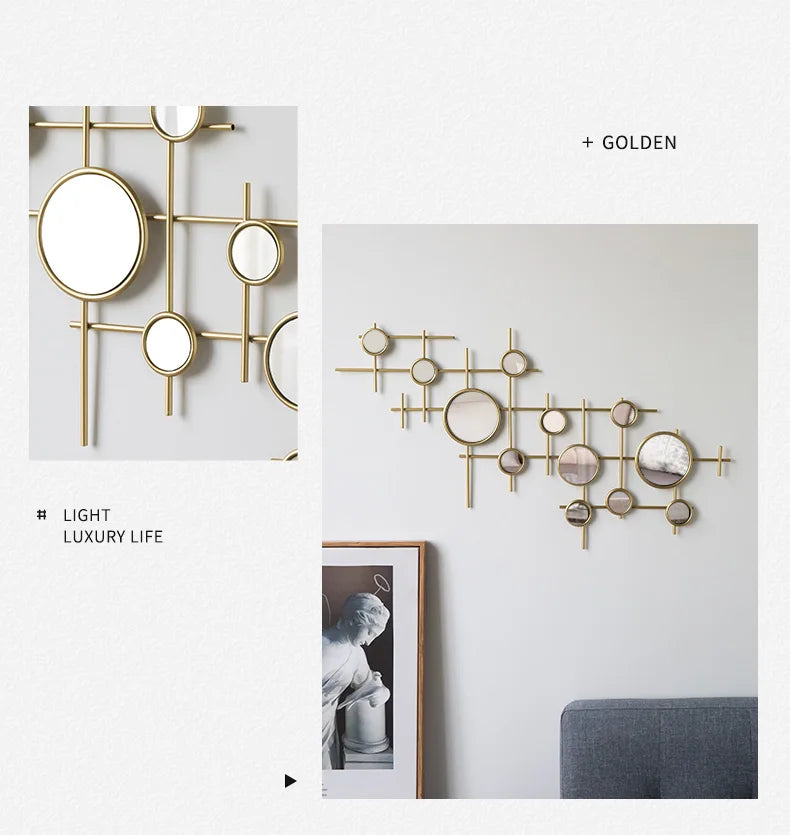 European-style round combination wall decoration mirror wall hanging creative bedroom living room sofa background wall pendant