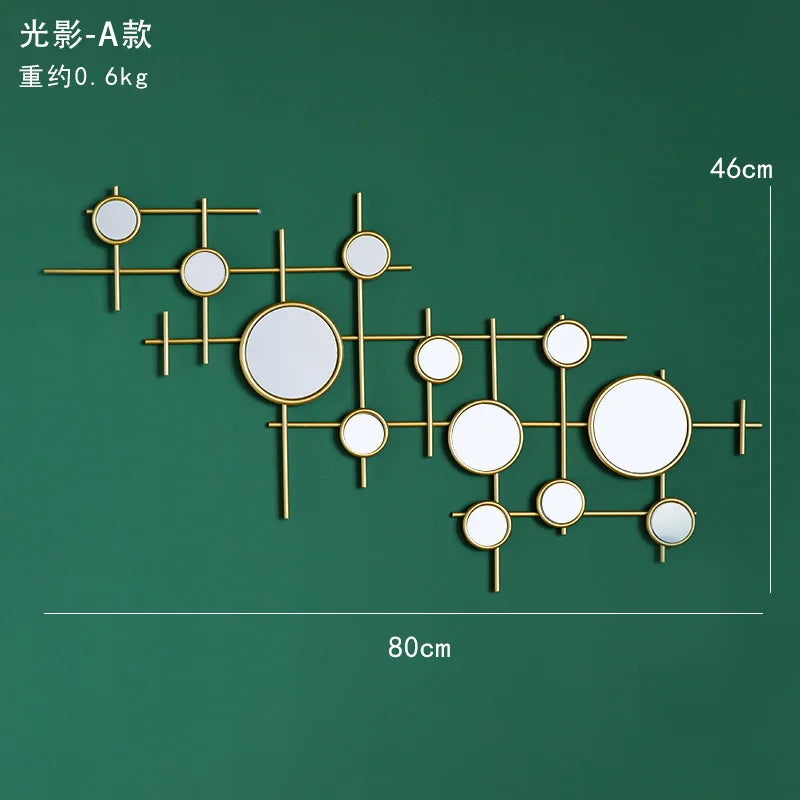 European-style round combination wall decoration mirror wall hanging creative bedroom living room sofa background wall pendant
