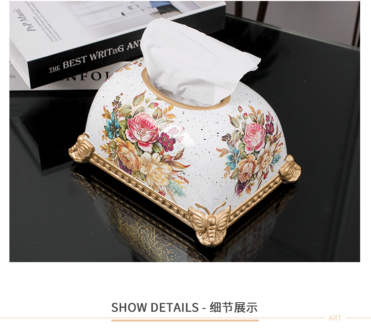 European-style living room coffee table simple drawing paper box home American light luxury ceramic bread tissue box decoration