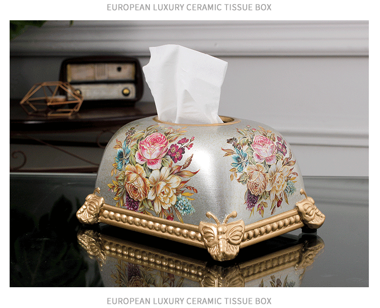 European-style living room coffee table simple drawing paper box home American light luxury ceramic bread tissue box decoration