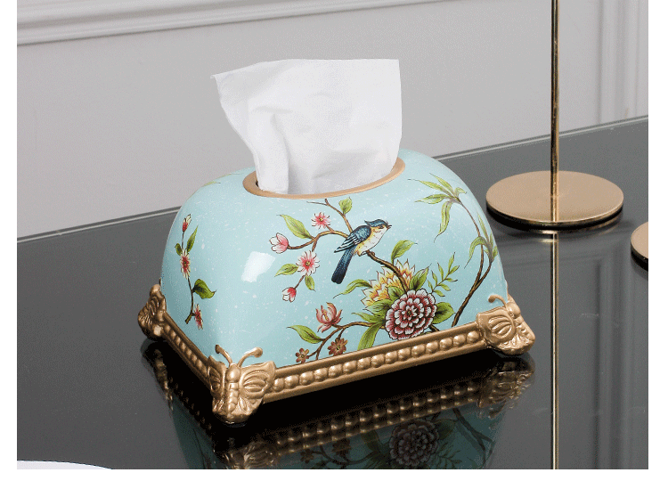 European-style living room coffee table simple drawing paper box home American light luxury ceramic bread tissue box decoration