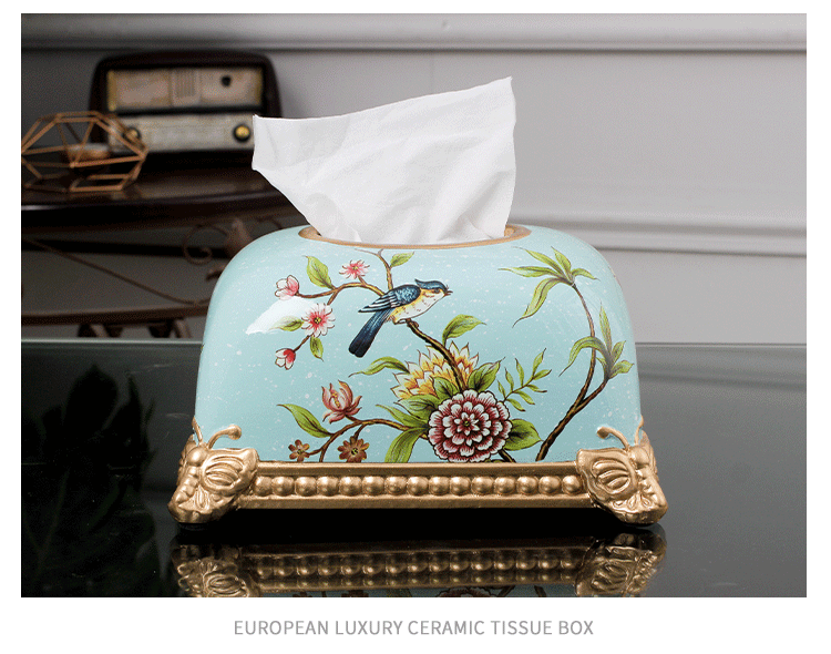 European-style living room coffee table simple drawing paper box home American light luxury ceramic bread tissue box decoration
