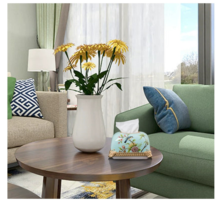 European-style living room coffee table simple drawing paper box home American light luxury ceramic bread tissue box decoration