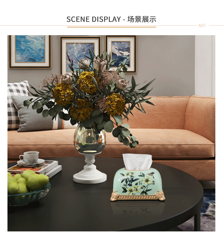 European-style living room coffee table simple drawing paper box home American light luxury ceramic bread tissue box decoration