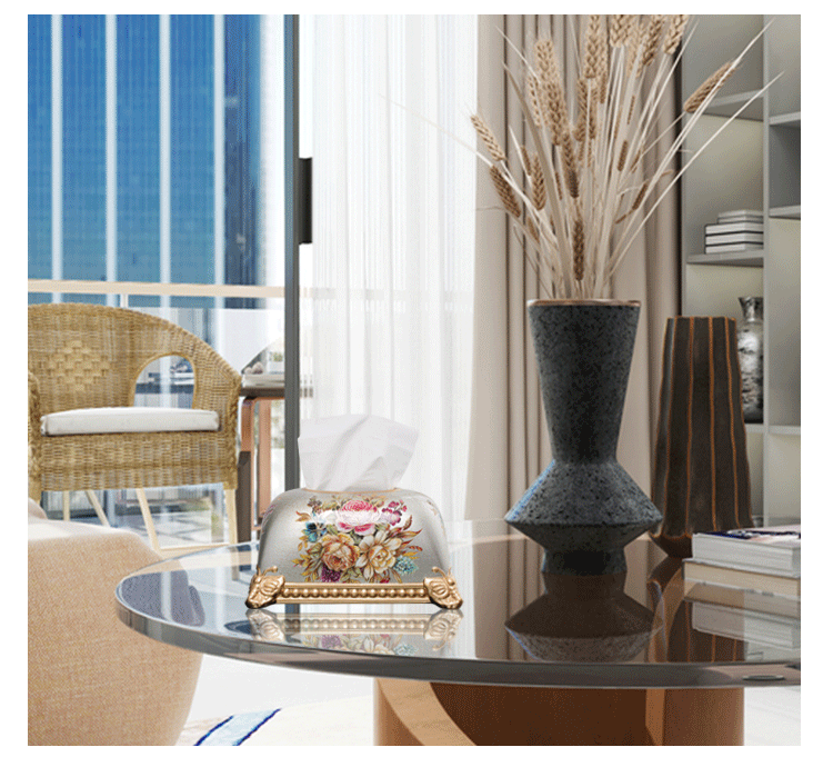 European-style living room coffee table simple drawing paper box home American light luxury ceramic bread tissue box decoration