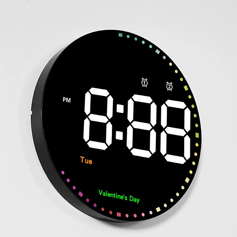 Digital Electronic Clock With calendar Large Display Wall Hanging Clock Home Deco LED Clock Smart dazzling Color Watch