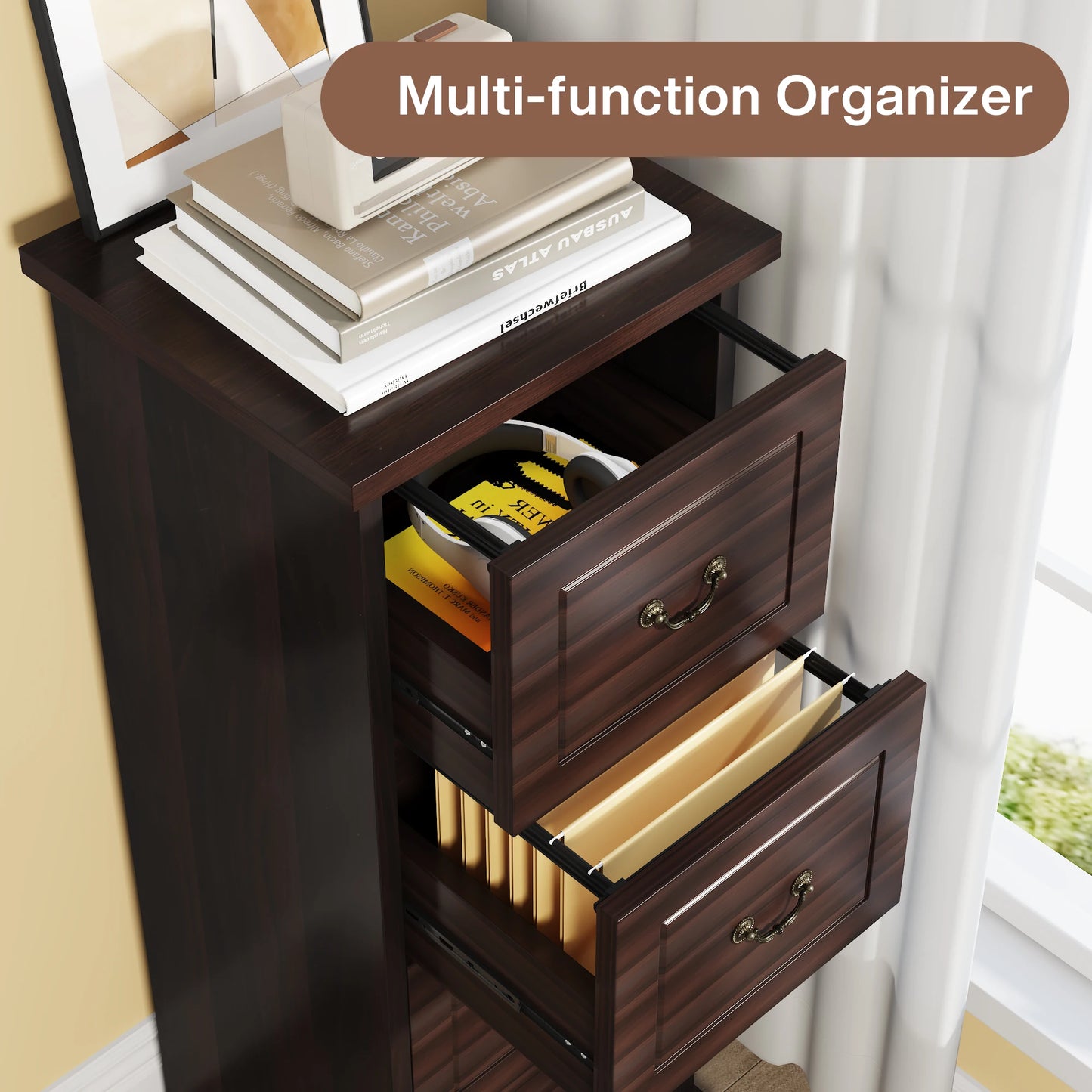 Tribesigns 4-Drawer File Cabinet Filing Cabinet, Vertical File Cabinet Home Office Wood Filing Cabinet for A4 /Letter Size