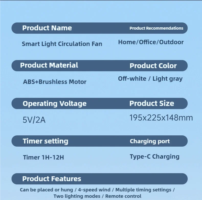 New Remote Control Smart Appliances 5000mAH touch screen remote control desktop high speed circulation fan style bladeless fan
