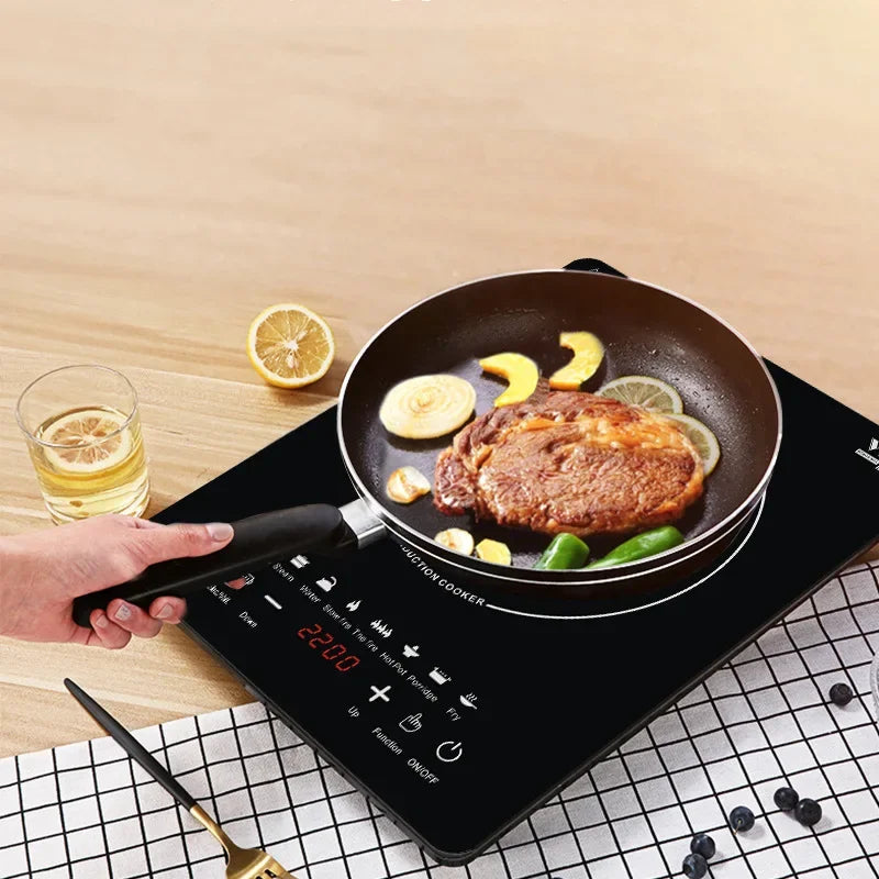 EU/UK/US Multifunctional Portable 2200W High-power Electric Induction Cooktop 110V/220V Home Kitchen Touch Panel Desktop Burner