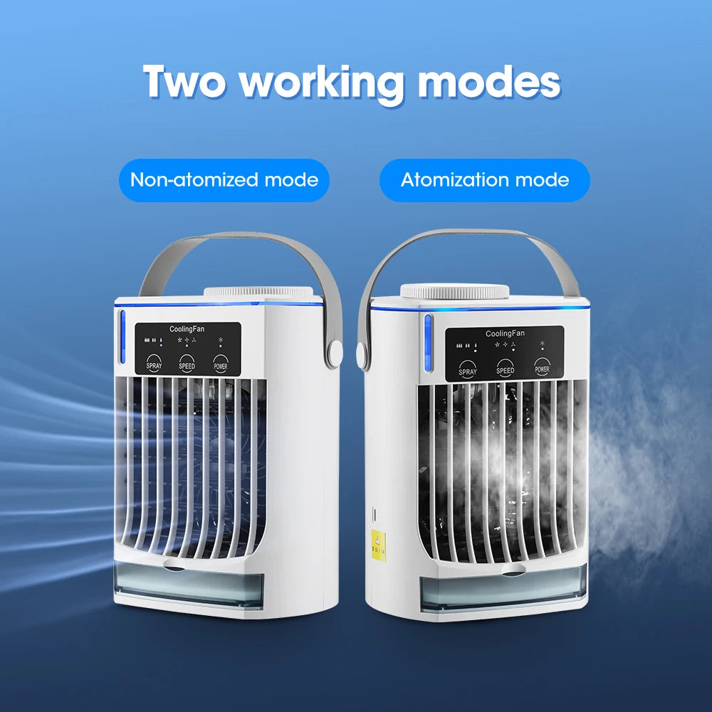 Household Air Conditioner LED Night Light Air Cooler Fan Portable Humidifier Desktop Mist Cooling Fan For Office Home Mini Fan