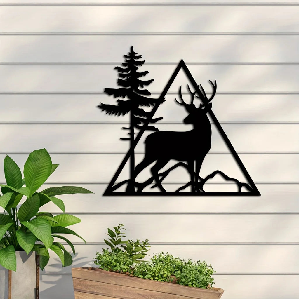 Metal Deer Art Wall Decor, Forest Deer Metal Wall Decor, Metal Forest Deer Sign Forest Deer Sign Wall decor metal wall hanging