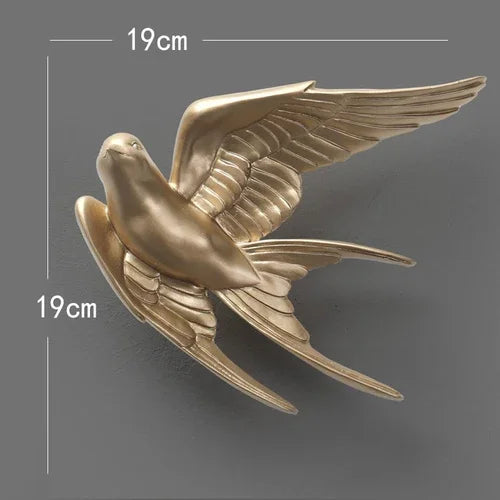 European White Three-dimensional Bird Wall Decoration Living Room Swallow Wall Hanging Abstract Animal Ornaments Home Decoration