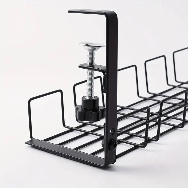 Under Table Storage Rack Metal Cable Management Tray Home Office Desk Wire Organizer No Punching Kitchen Storage Accessories