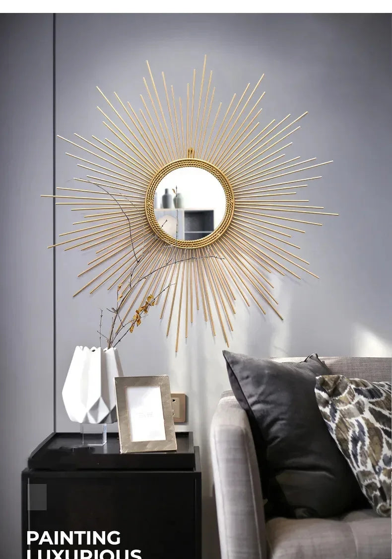 European Decorative Mirror Metal Wall Decorations Gold Sunglasses Creative Living Room Background Wall Decoration Home Decor