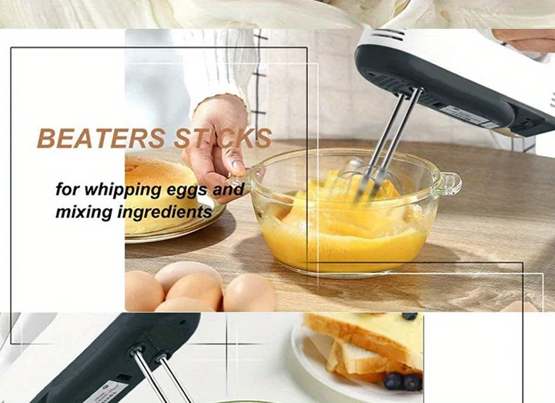 Electric Hand Mixer Kitchen Beater Spiral Whisk Stand Cake Baking Food Blender Egg Beater Cream Dough Hand Electric Mixer