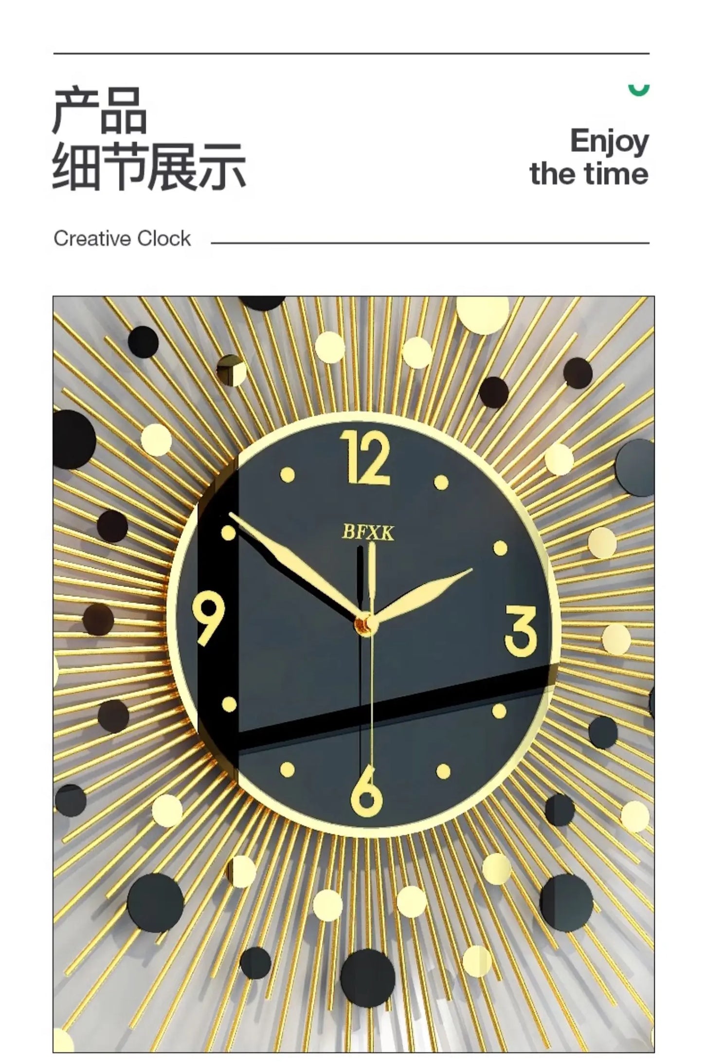 Modern Living Room Wall Clocks Gold Black Simple Stylish Wall Clock Art Unique Reloj De Pared Para Sala Home Furniture