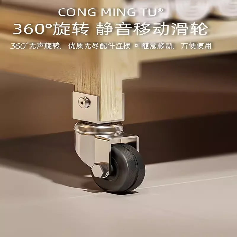 Solid Wood Multifunctional Beauty Salon Trolley Beauty Trolley Three Shelves Tools with Drawers Hair Commercial Furniture