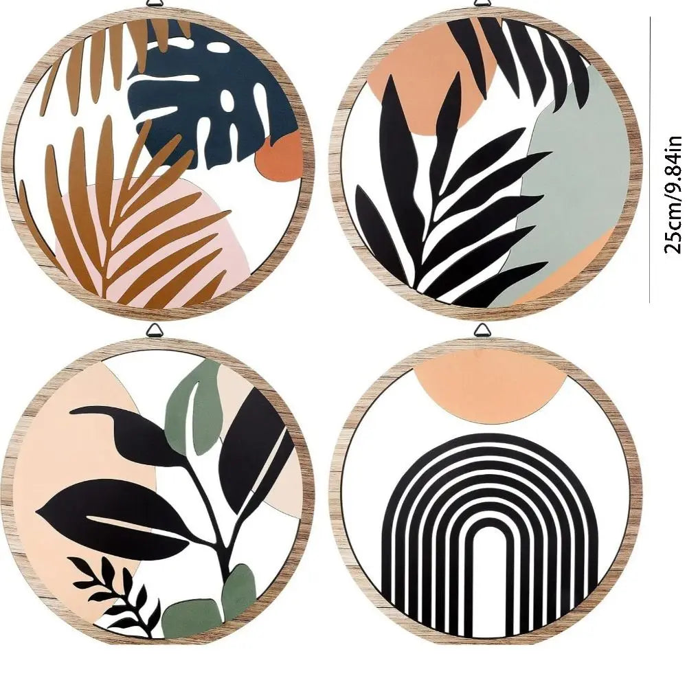 3/4pcs Bohemian Style Wooden Wall Decoration Cartoon Art Wall Hanging Creative Exquisite Background Pendant Living Room