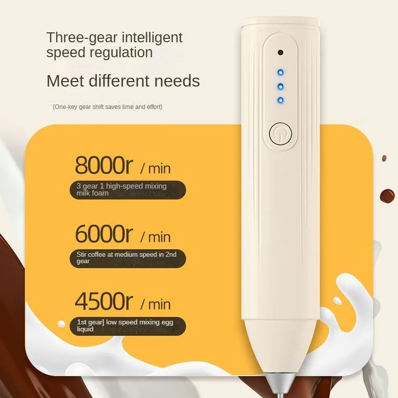 Wireless portable electric milk mixer, stainless steel mini milk frother, coffee mixer, egg beater, sauce mixer, kitchen tools