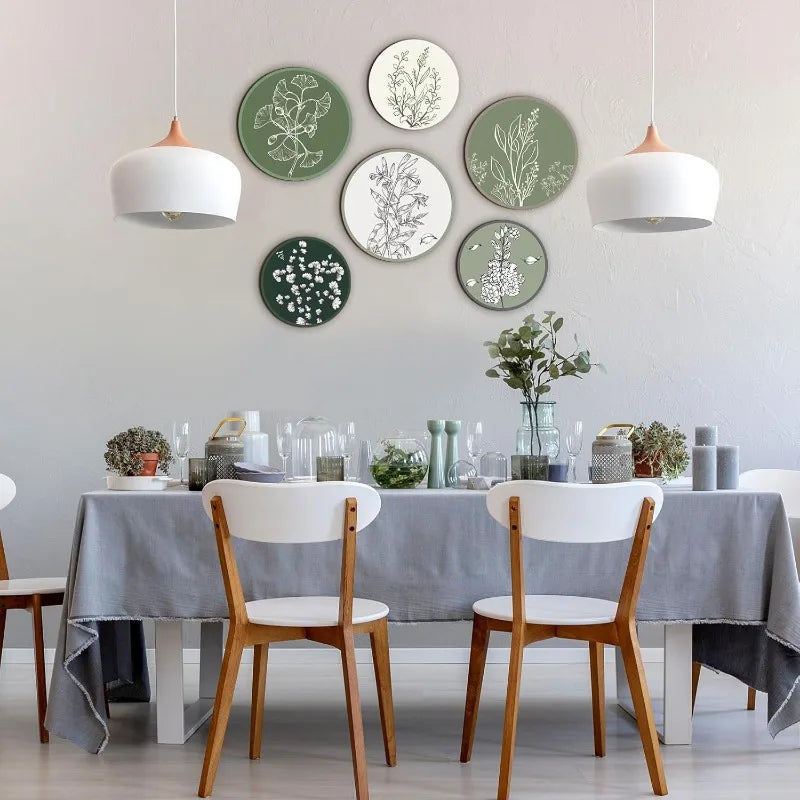 6Pcs Wooden Boho Wall Art, Bohemian Plant Hanging Decor, Rustic Farmhouse Wall Decor for Living Room, Bedroom & Office