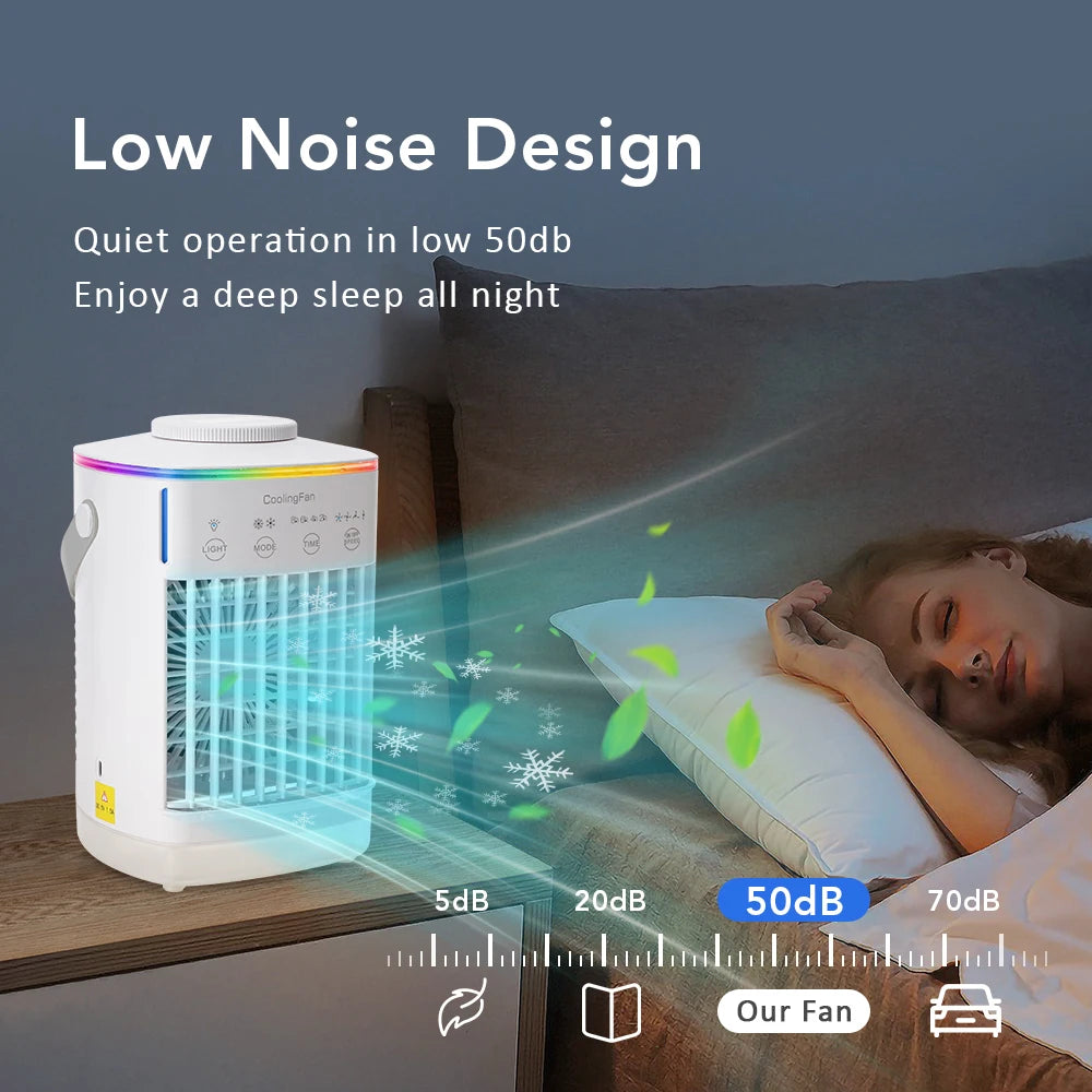 Household Air Conditioner LED Night Light Air Cooler Fan Portable Humidifier Desktop Mist Cooling Fan For Office Home Mini Fan