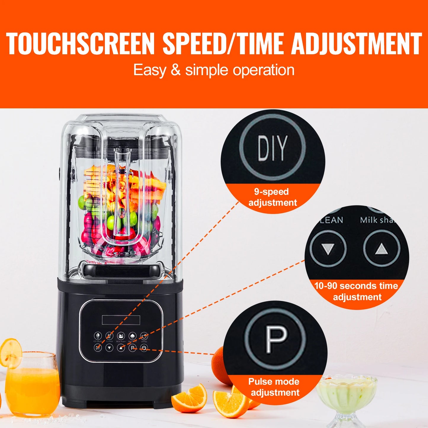 SucceBuy 2L Smoothie Blender Commercial Grade Food Fruit Processor Multifunctional Mixer Make Shakes And Crush Technology