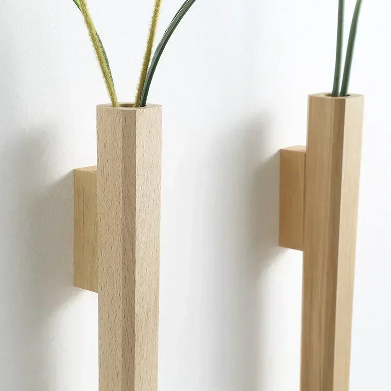 Wall Hanging Vase Home Wall Decoration Porch Living Room Bohemian Style Wooden Solid Wood Flower