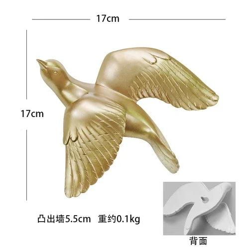 European White Three-dimensional Bird Wall Decoration Living Room Swallow Wall Hanging Abstract Animal Ornaments Home Decoration