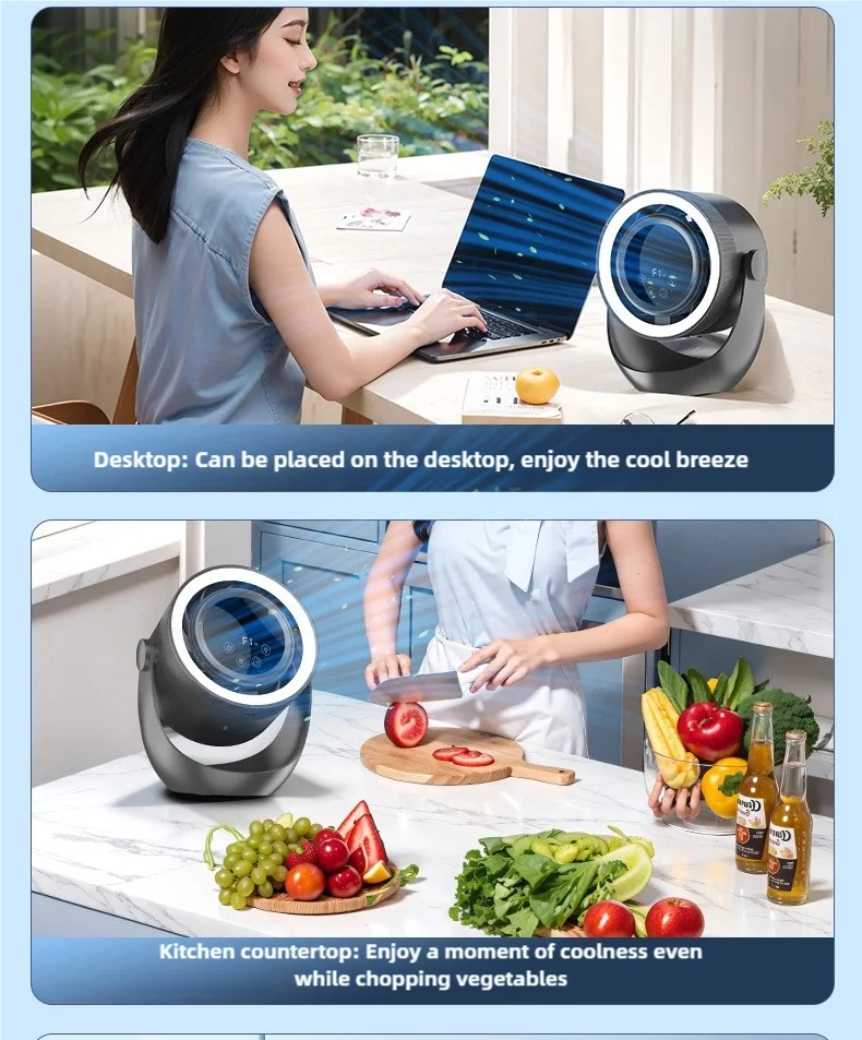 New Remote Control Smart Appliances 5000mAH touch screen remote control desktop high speed circulation fan style bladeless fan