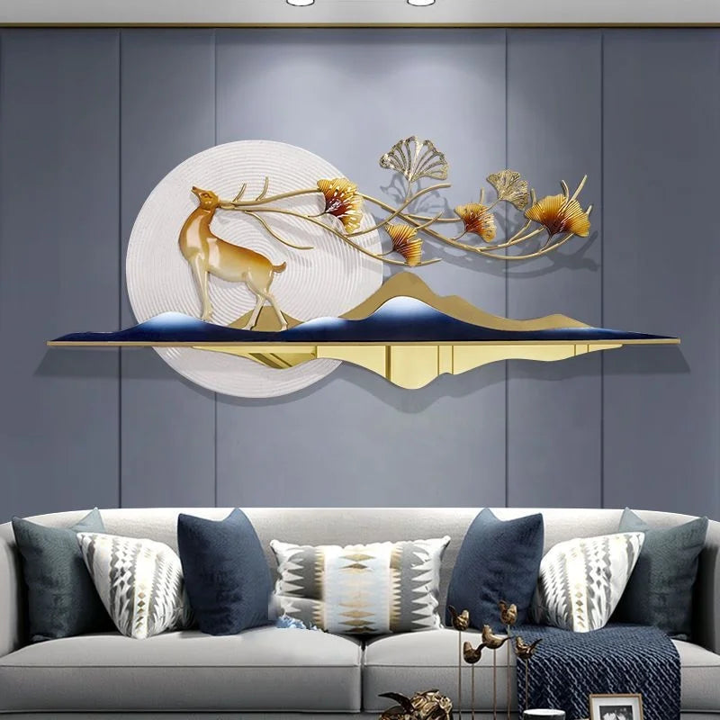 Light Luxury Modern Creative Dear Design Wall Decor Living Room Bed Room Hotel Background Metal Handmade Wall Hanging