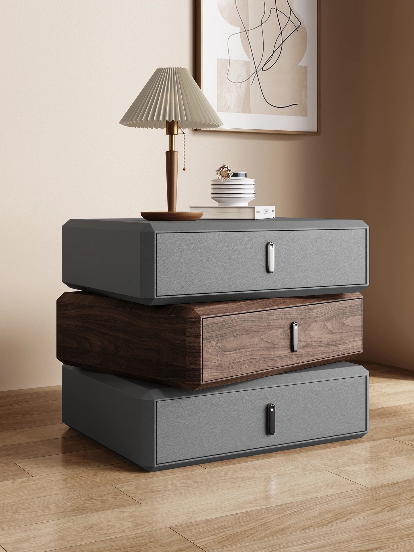 Rotating Solid Wood Nightstand Modern White Drawer Nordic Hotel Bedside Table Small Storage Mesitas De Noche Home Furniture