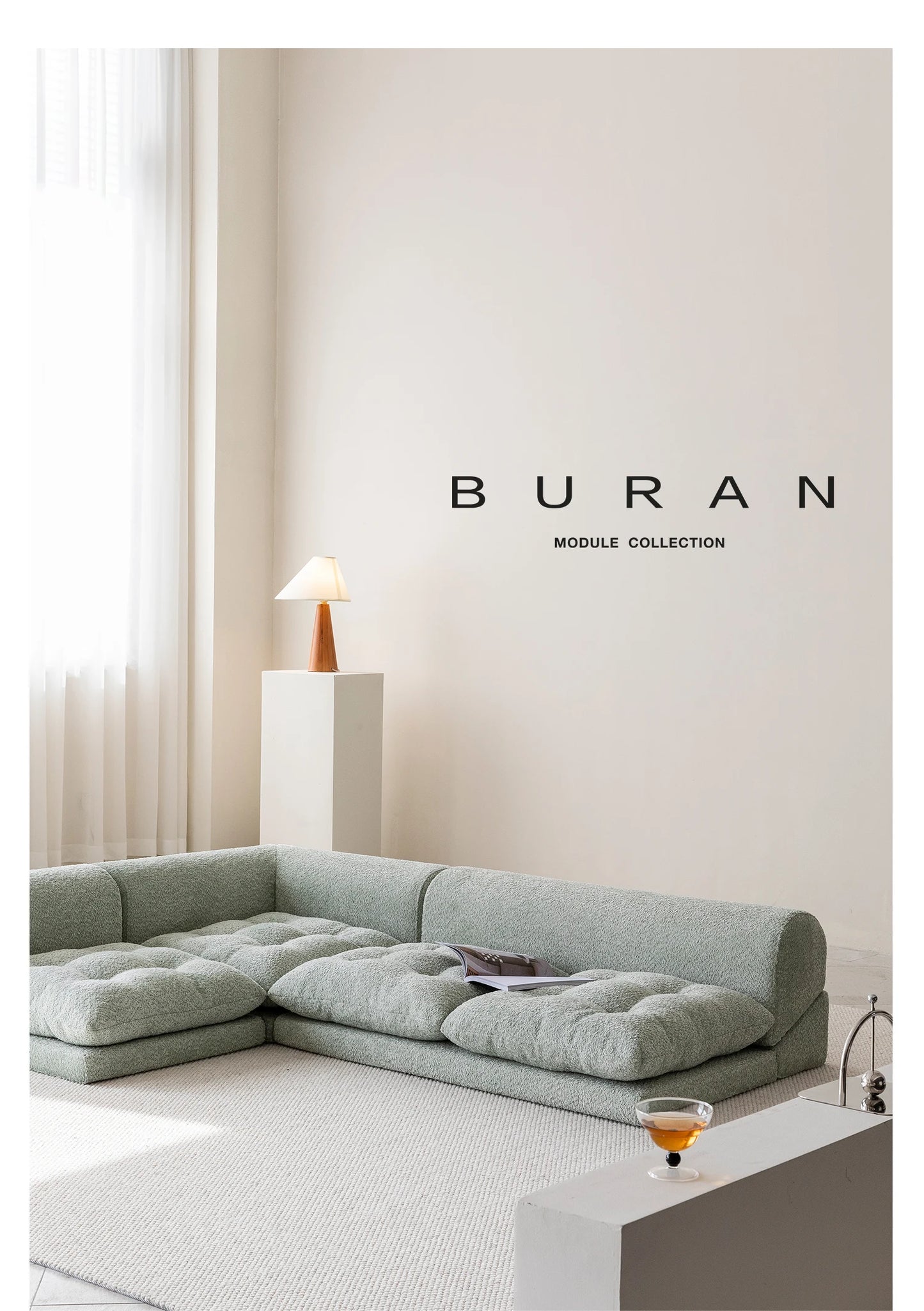 Minimalist White Fabric Living Room Sofa, Super Soft and Comfortable Tatami Module Lazy Sofa, Warm Home Furniture Salon FYLS