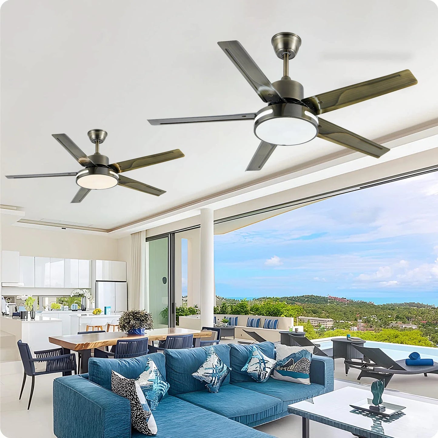 52 inch living room ceiling fan lamp DC motor reversible blade remote control modern home appliances room bedroom ventilation