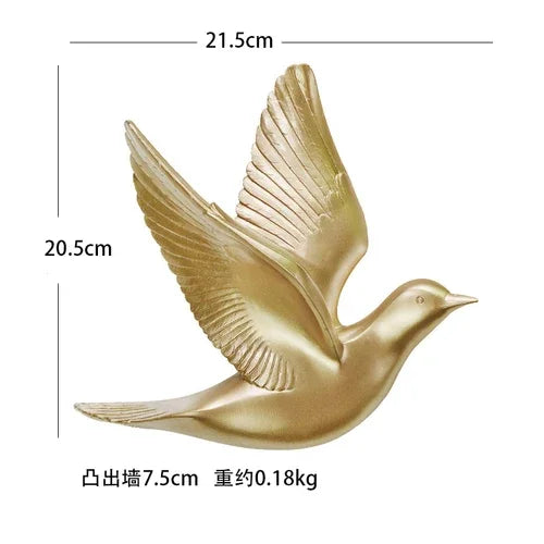 European White Three-dimensional Bird Wall Decoration Living Room Swallow Wall Hanging Abstract Animal Ornaments Home Decoration