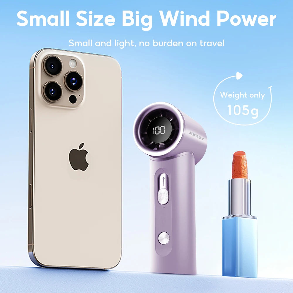 2025 Summer Portable USB Charged Mini Fan LCD Screen Handheld Turbo Fan 100 Gears Adjustable Wind Speeds Portable Desktop Fan