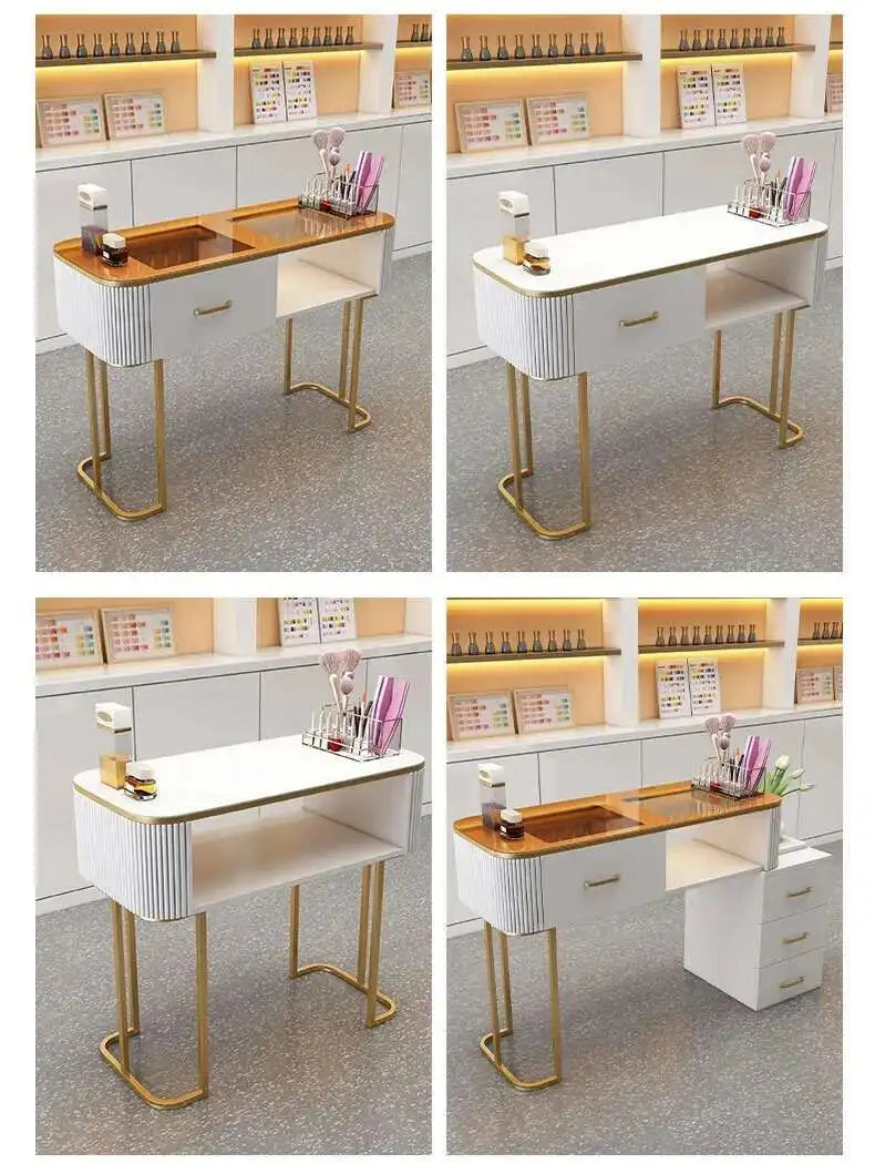 Simple Professional Nail Table Modern Luxury Nail Artist Manicure Table Wooden Storage Mesa De Manicure Salon Furniture KMNT
