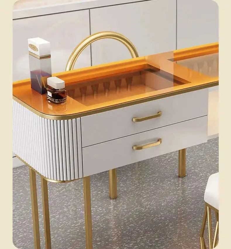 Simple Professional Nail Table Modern Luxury Nail Artist Manicure Table Wooden Storage Mesa De Manicure Salon Furniture KMNT