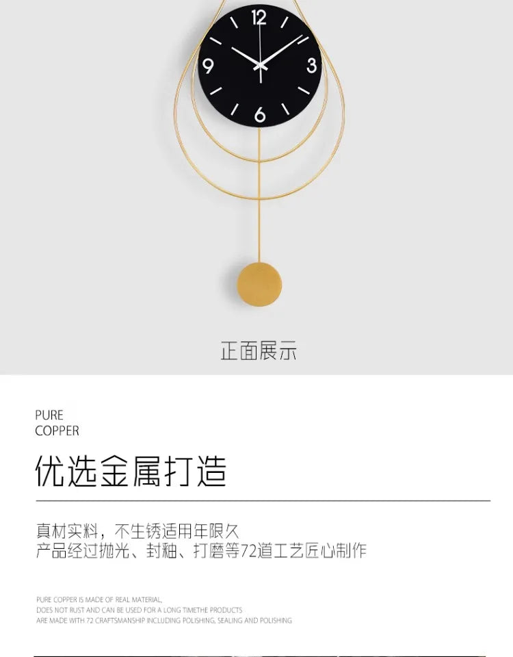 Modern Bedroom Wall Clocks Luxury Design Quiet Metal Wall Clocks Gold Black Reloj Pared Decorativo Furniture Living Room