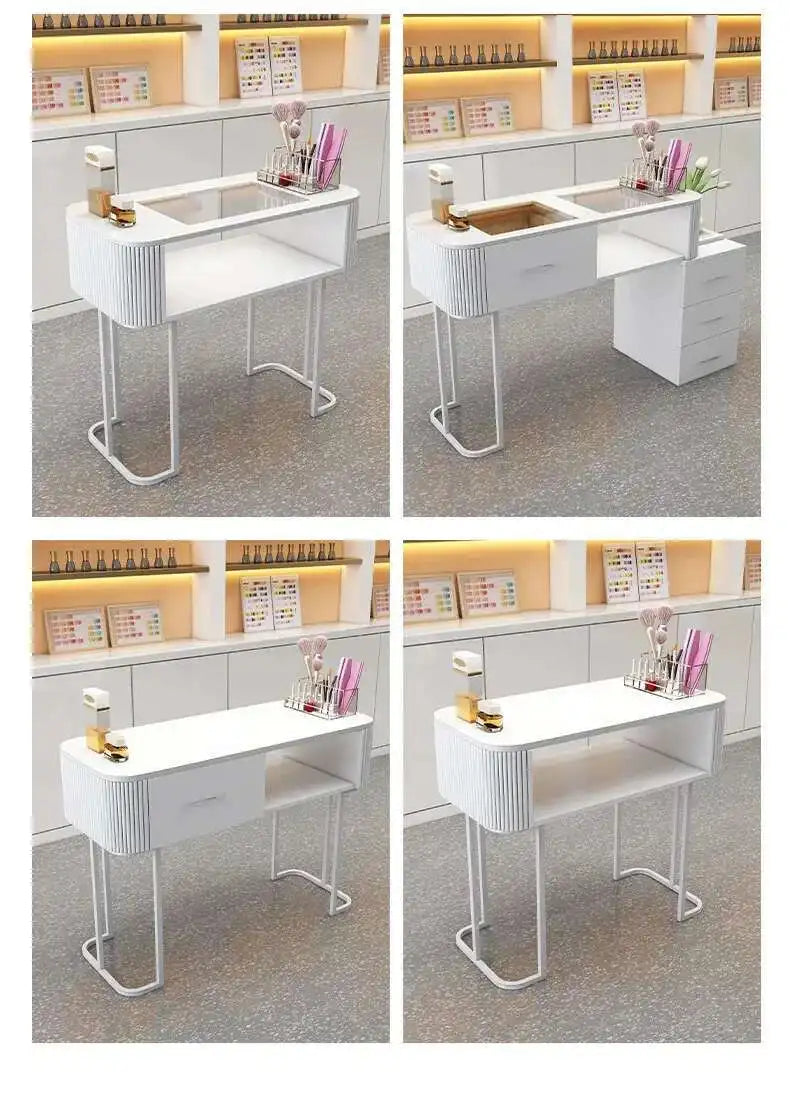 Simple Professional Nail Table Modern Luxury Nail Artist Manicure Table Wooden Storage Mesa De Manicure Salon Furniture KMNT