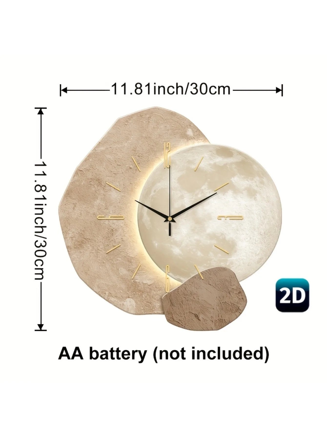 Modern Simple Silent Wall Clock, Moon Phase Design - Quiet Quartz Movement, Wooden Material, Non-Drip Sound, Perfect for Bedroom, Living Room or Office Decoration, Bedroom Wall Clock | Decorative Wall Clock | Wooden Structure