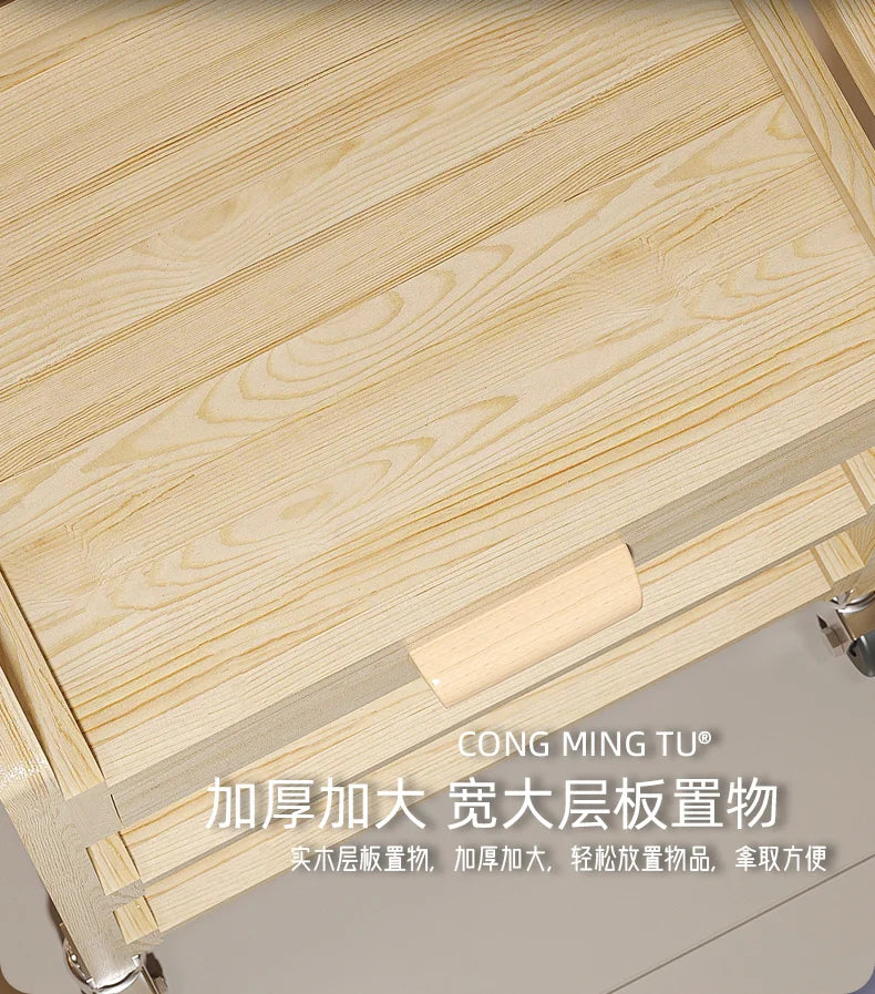 Solid Wood Multifunctional Beauty Salon Trolley Beauty Trolley Three Shelves Tools with Drawers Hair Commercial Furniture