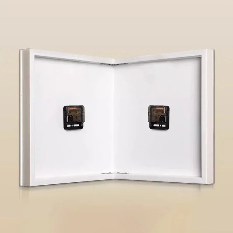 Double-sided Wall Clock Creative Living Room Mural Corner Corner Clocks Modern Art LED Light Wall Clock Hanging Decoration
