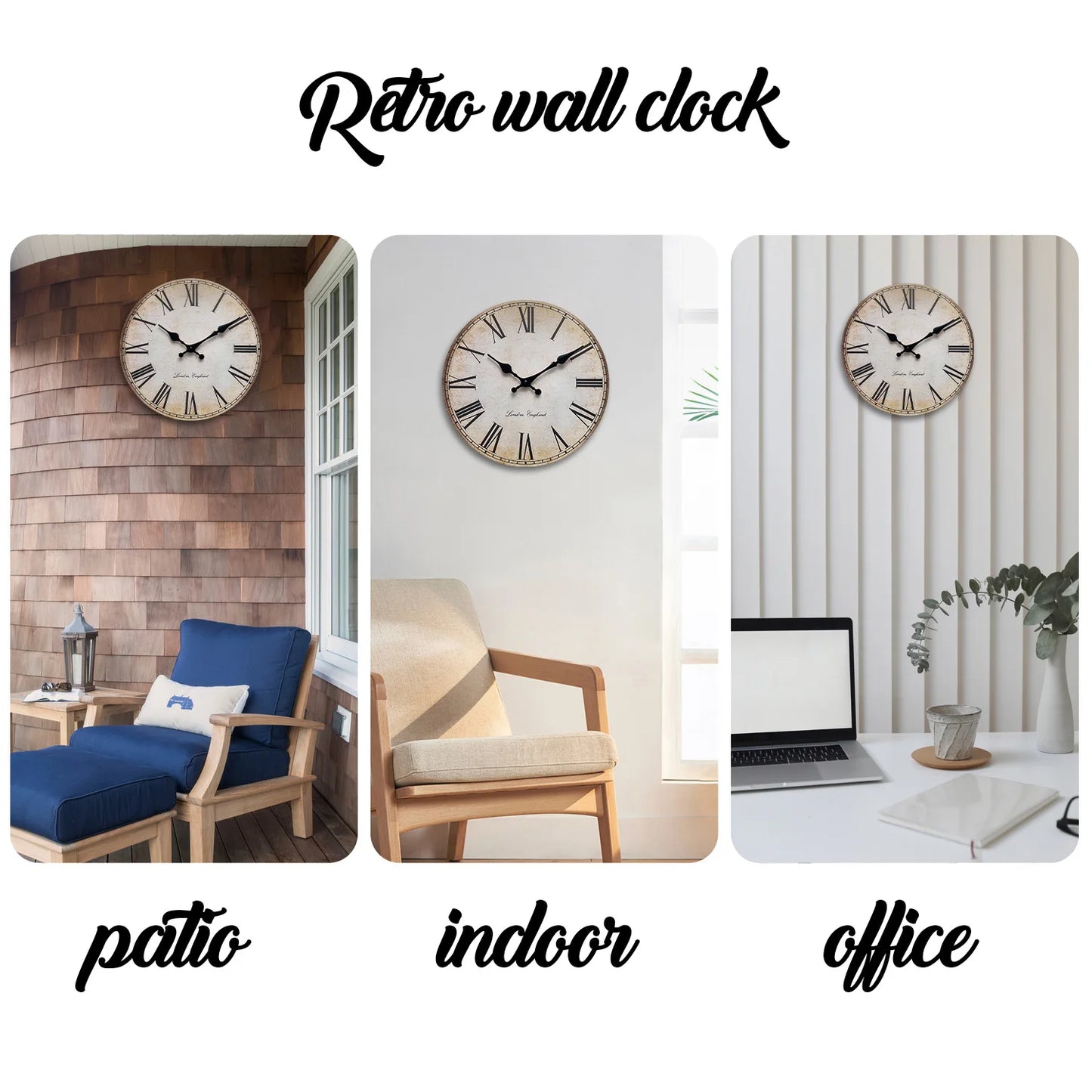 European Retro Roman Numeral Wooden Wall Clock Living Room Bedroom Kitchen Home Decoration Clock Wall Clock Silent Quartz Clock Holiday Gift 10 Inches 12 Inches 14 Inches 16inch (Without Batteries)