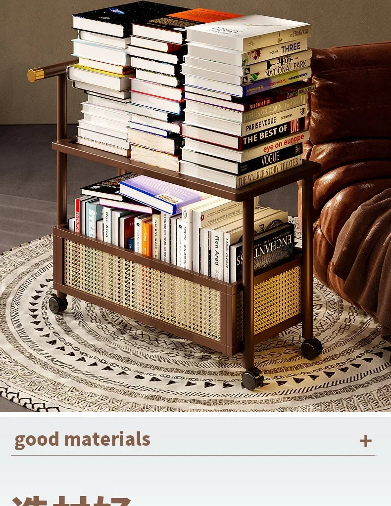 Sofa side table, antique style tea table, mobile tea table, small push table, solid wood tea cart