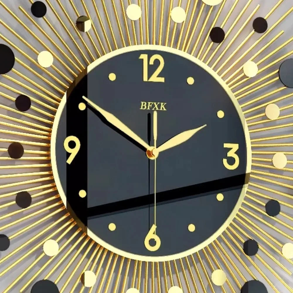 Modern Living Room Wall Clocks Gold Black Simple Stylish Wall Clock Art Unique Reloj De Pared Para Sala Home Furniture